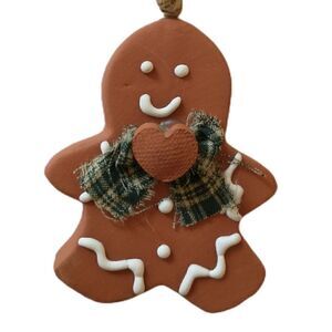 Vintage Terracotta Gingerbread Man‎ Ornament Christmas Rustic Farmhouse Holiday